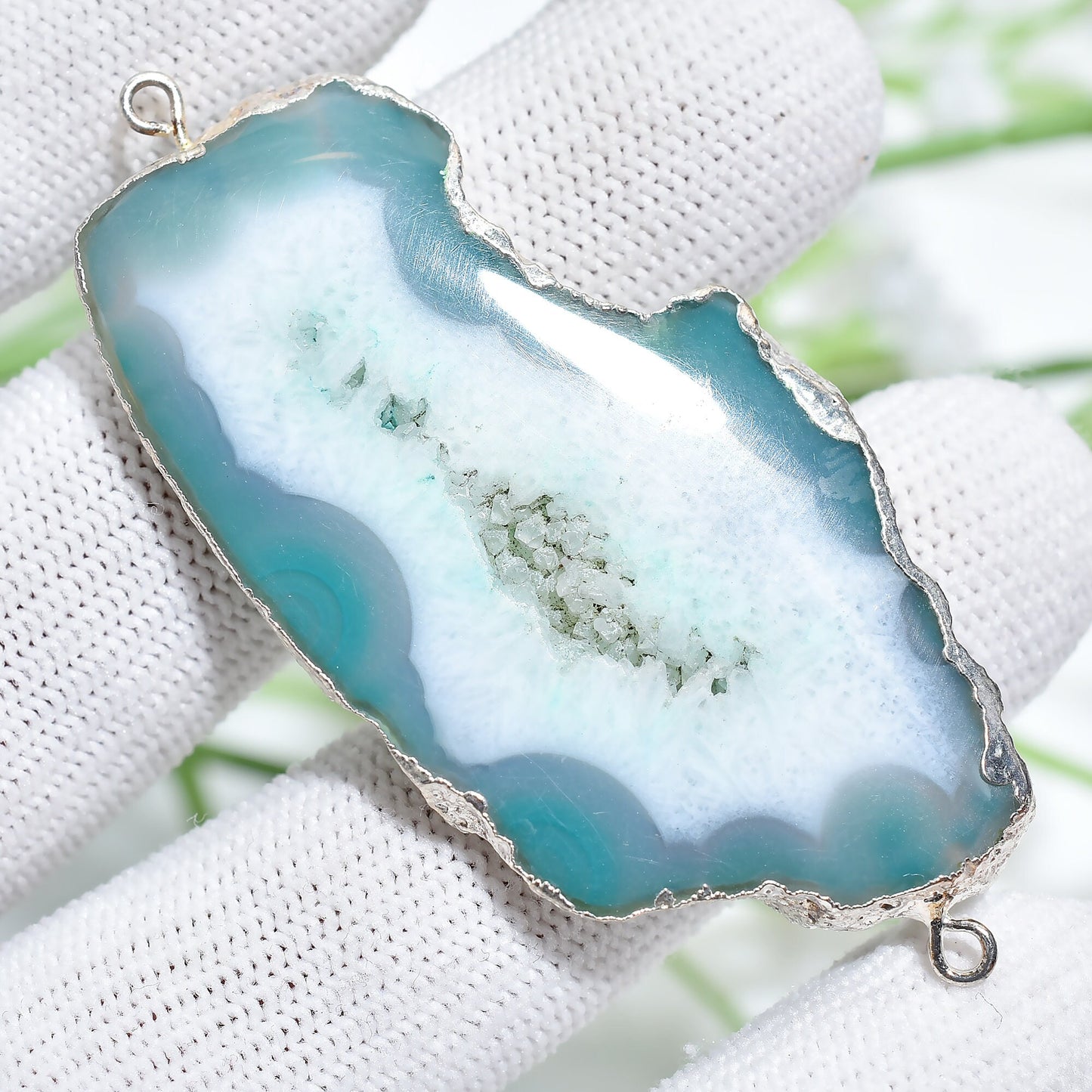 Dazzling Druzy Agate Connectors – Electroplated Silver, Colorful Pendants for DIY Necklaces