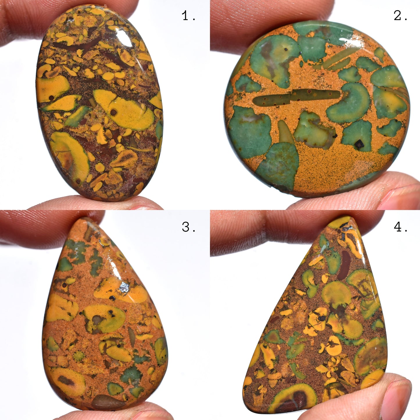 Wholesale Fruit Jasper Cabs – Smooth Polished Cabochons, Loose Stone