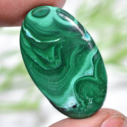 Green Malachite Slice Cabochon Oval-Shaped And-Polished Stone Pendant Jewelry