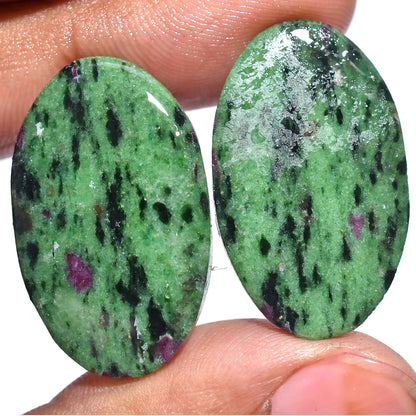 Natural Ruby Zoisite Gemstone Set – Fancy Matching Cabochons for DIY Jewelry Making