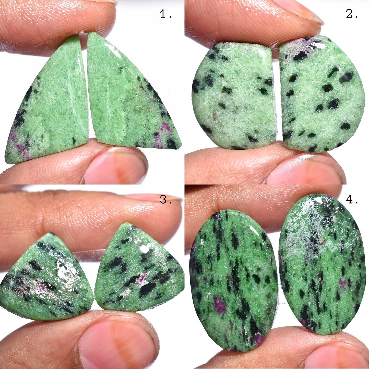 Natural Ruby Zoisite Gemstone Set – Fancy Matching Cabochons for DIY Jewelry Making