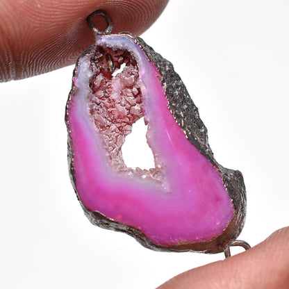 Window Druzy Agate Charm Connectors – Blue & Pink Fancy DIY Pendants