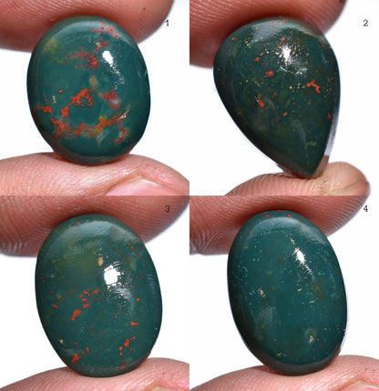 Healing Bloodstone Cabochon – Natural Green & Red Oval-Pear Shaped Gemstone for Rings & Pendants