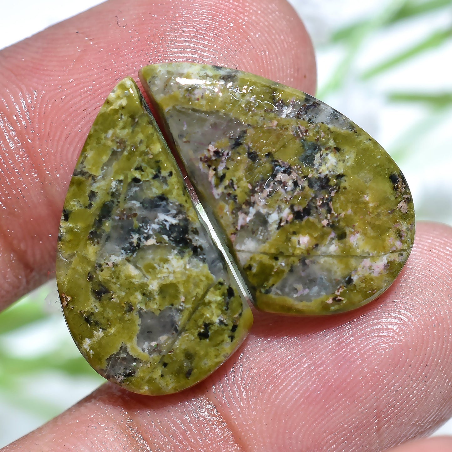 Unakite Gemstone Earring Pair - Natural Green Unakite Mix Shaped Loose Pair for Custom Jewelry