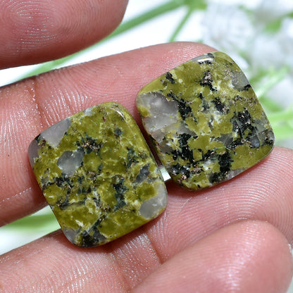 Top Grade Natural Unakite Jasper Stone - Rectangle & Square Shape Pair for Earrings