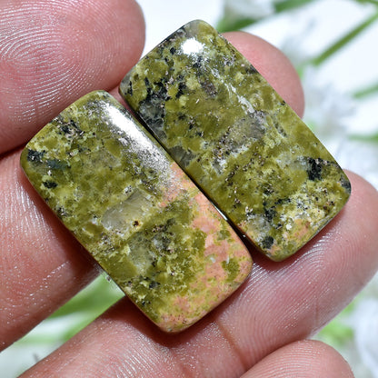 Top Grade Natural Unakite Jasper Stone - Rectangle & Square Shape Pair for Earrings