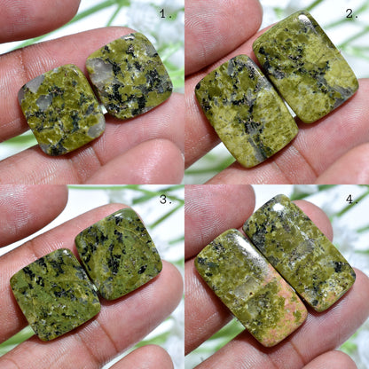 Top Grade Natural Unakite Jasper Stone - Rectangle & Square Shape Pair for Earrings