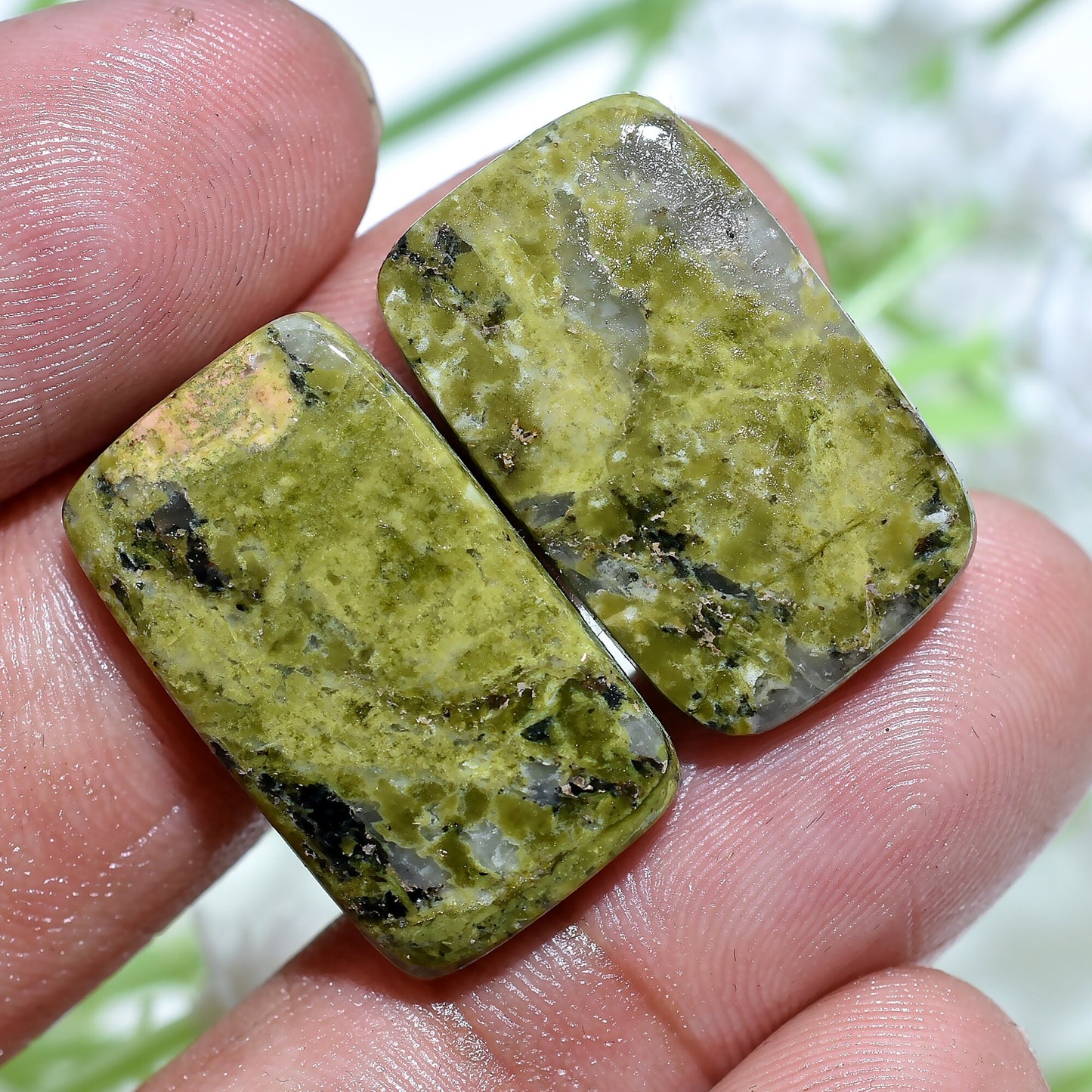 100% Natural Unakite Jasper Stone - Green Jasper Mix Shape Pair for Wholesale