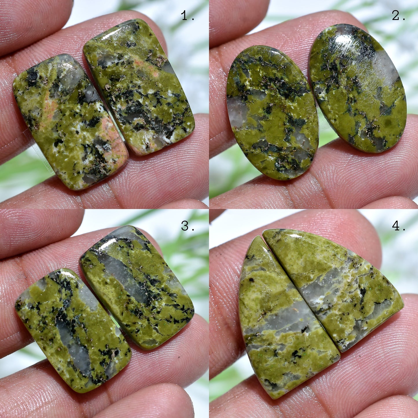 Top Quality Unakite Jasper Stone - Smooth Green Jasper Mix Shape Pair for Earrings