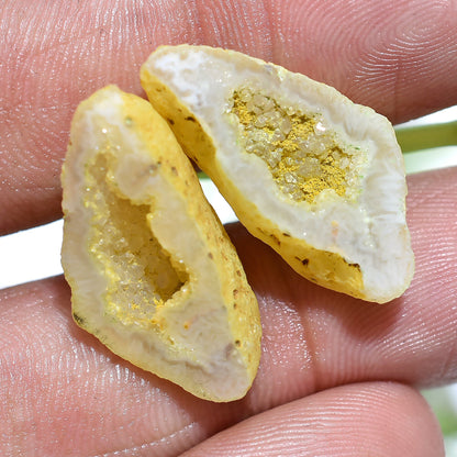 Elegant Yellow Solar Quartz Earring Pair - Sparkling Window Druzy Stones