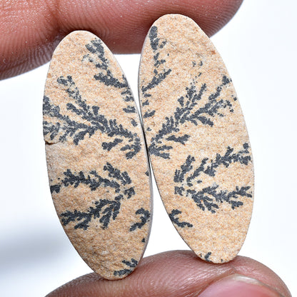 Beautiful Top Quality Psilomelane Dendrite Cabochon Pair, Psilomelane Oval Shape Earring Matching Pair, Wholesale Price Gemstone