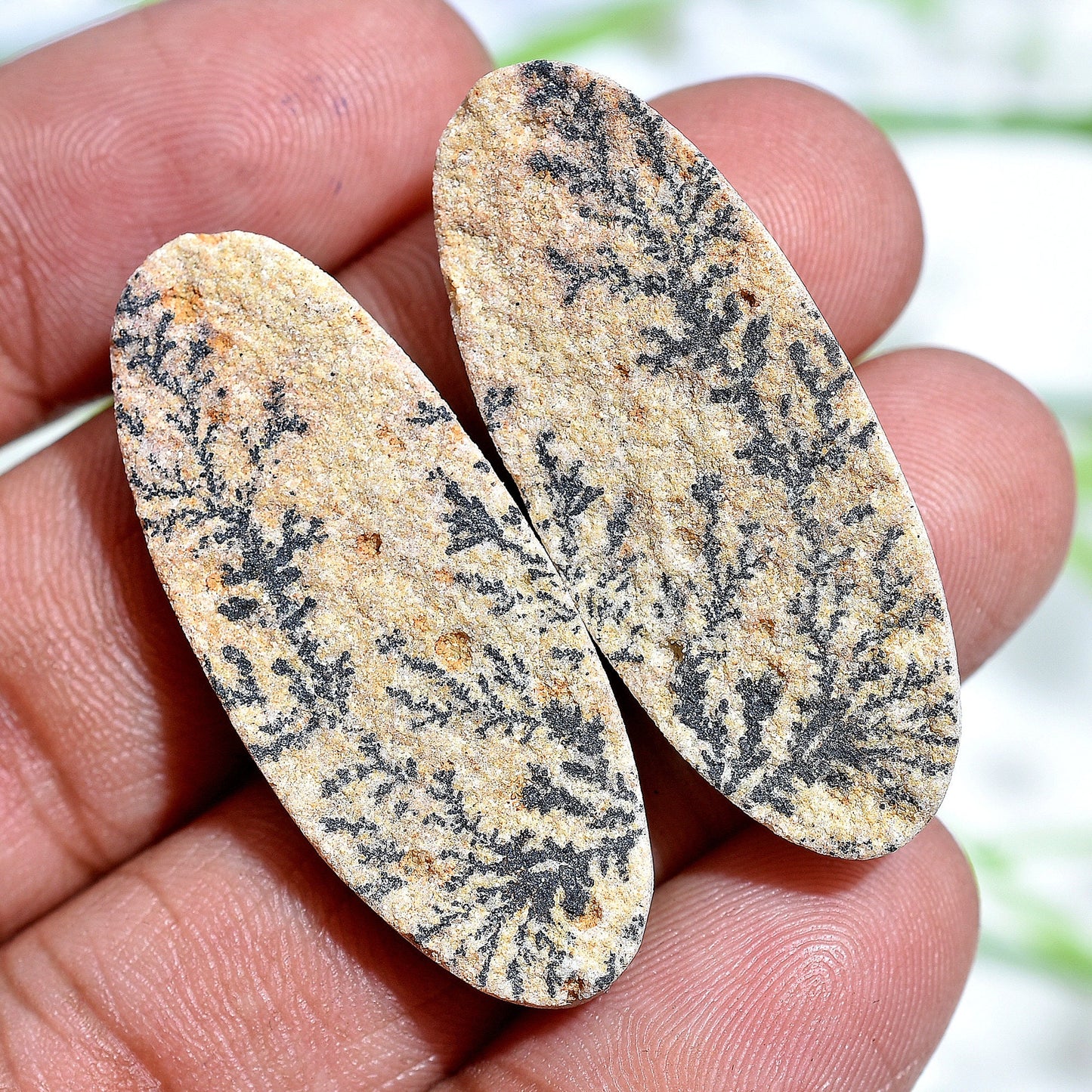 Beautiful Top Quality Psilomelane Dendrite Cabochon Pair, Psilomelane Oval Shape Earring Matching Pair, Wholesale Price Gemstone