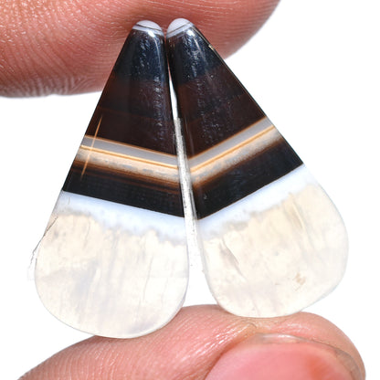 Black & White Matched Banded Agate Pair – Hand-Polished Cabochons