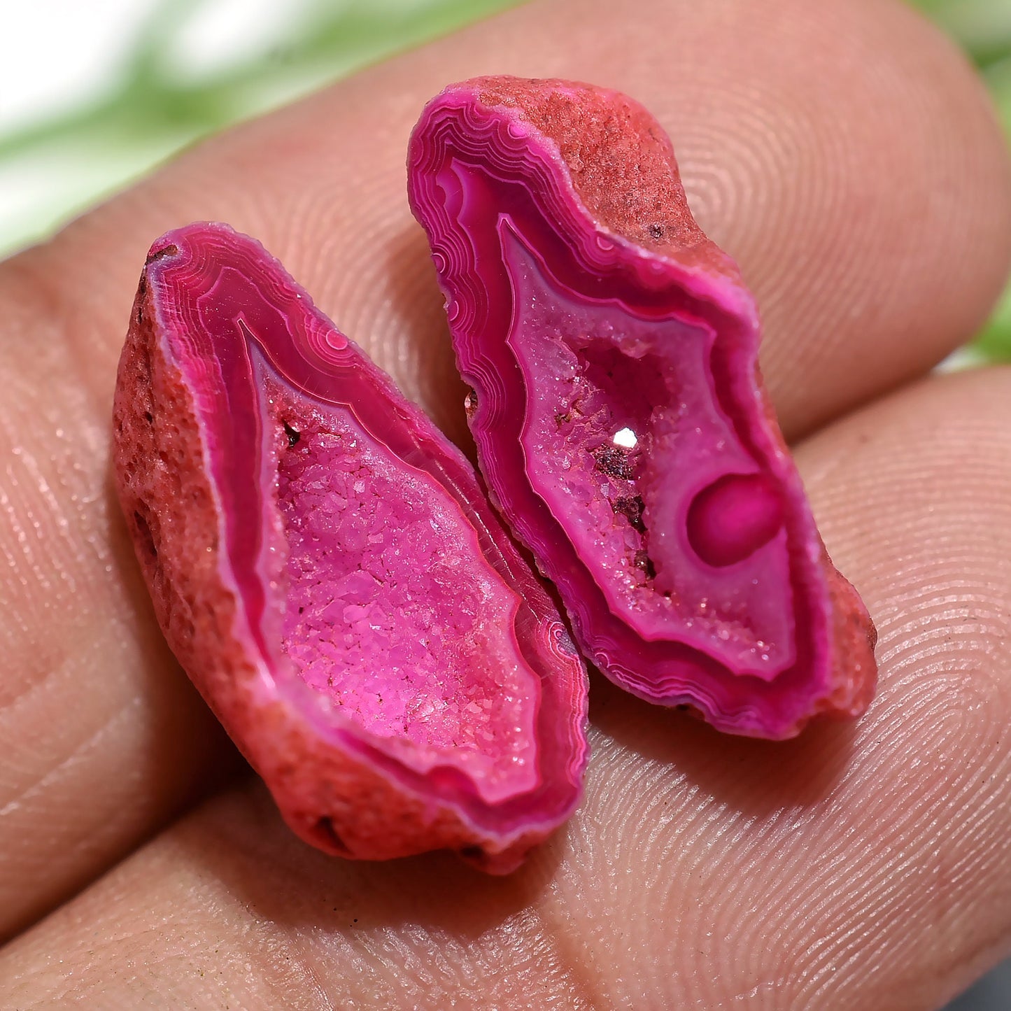 Pink Agate Druzy Earring Pair - Natural Solar Quartz Gemstones