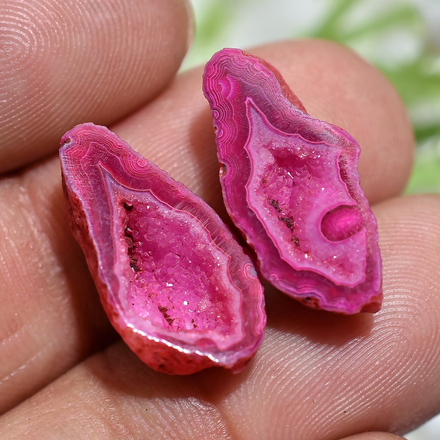 Pink Agate Druzy Earring Pair - Natural Solar Quartz Gemstones