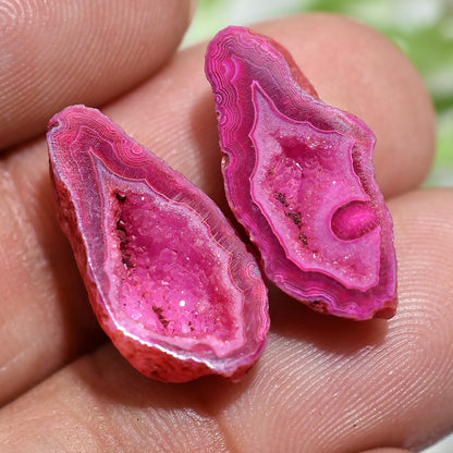 Pink Agate Druzy Earring Pair - Natural Solar Quartz Gemstones