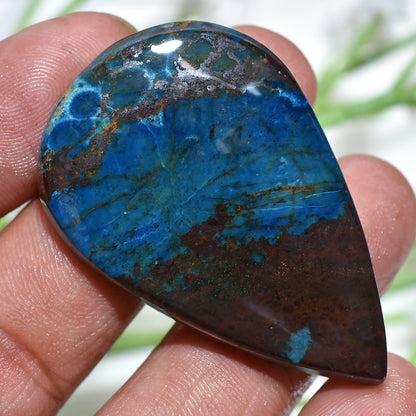 Rare Pear Shattuckite Cabochon – Azurite Blue Designer Gemstone for Jewelry