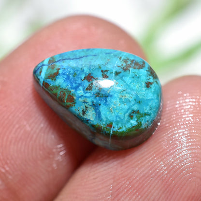 100% Natural Shattuckite Loose Gemstone – Vibrant Polished Pear Cabochon