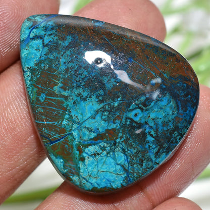 100% Natural Shattuckite Loose Gemstone – Vibrant Polished Pear Cabochon