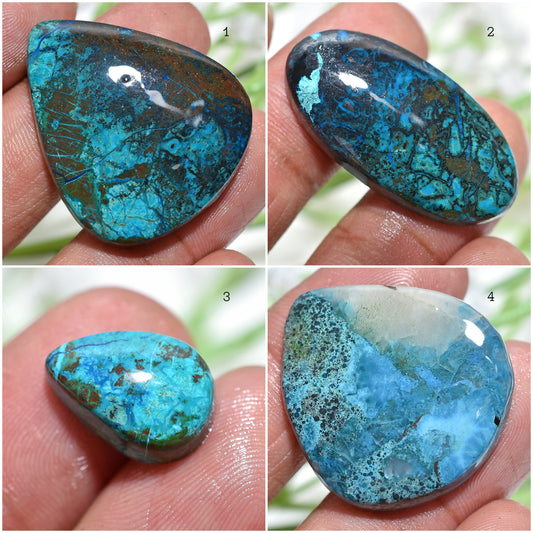 100% Natural Shattuckite Loose Gemstone – Vibrant Polished Pear Cabochon