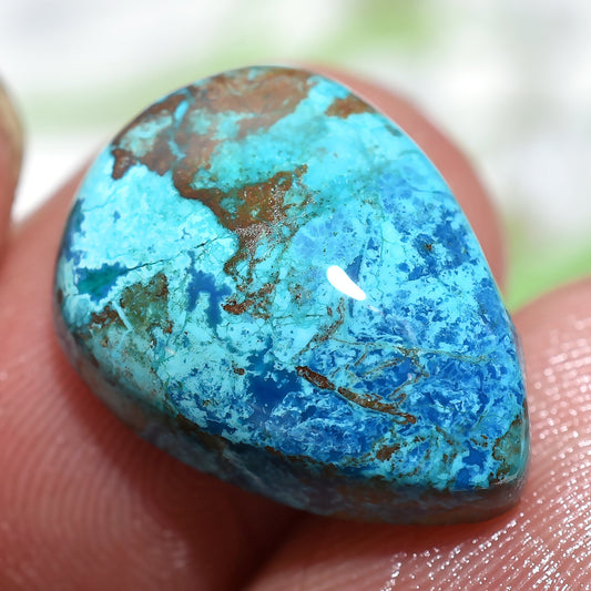 A One Quality! Shattuckite Azurite Cabochon Gemstone - Oval Pear Shaped