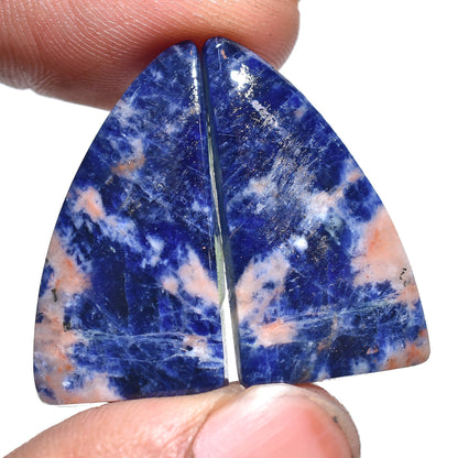 Blue Sodalite Cabochon Pair - Perfectly Matched Gemstones for Earrings