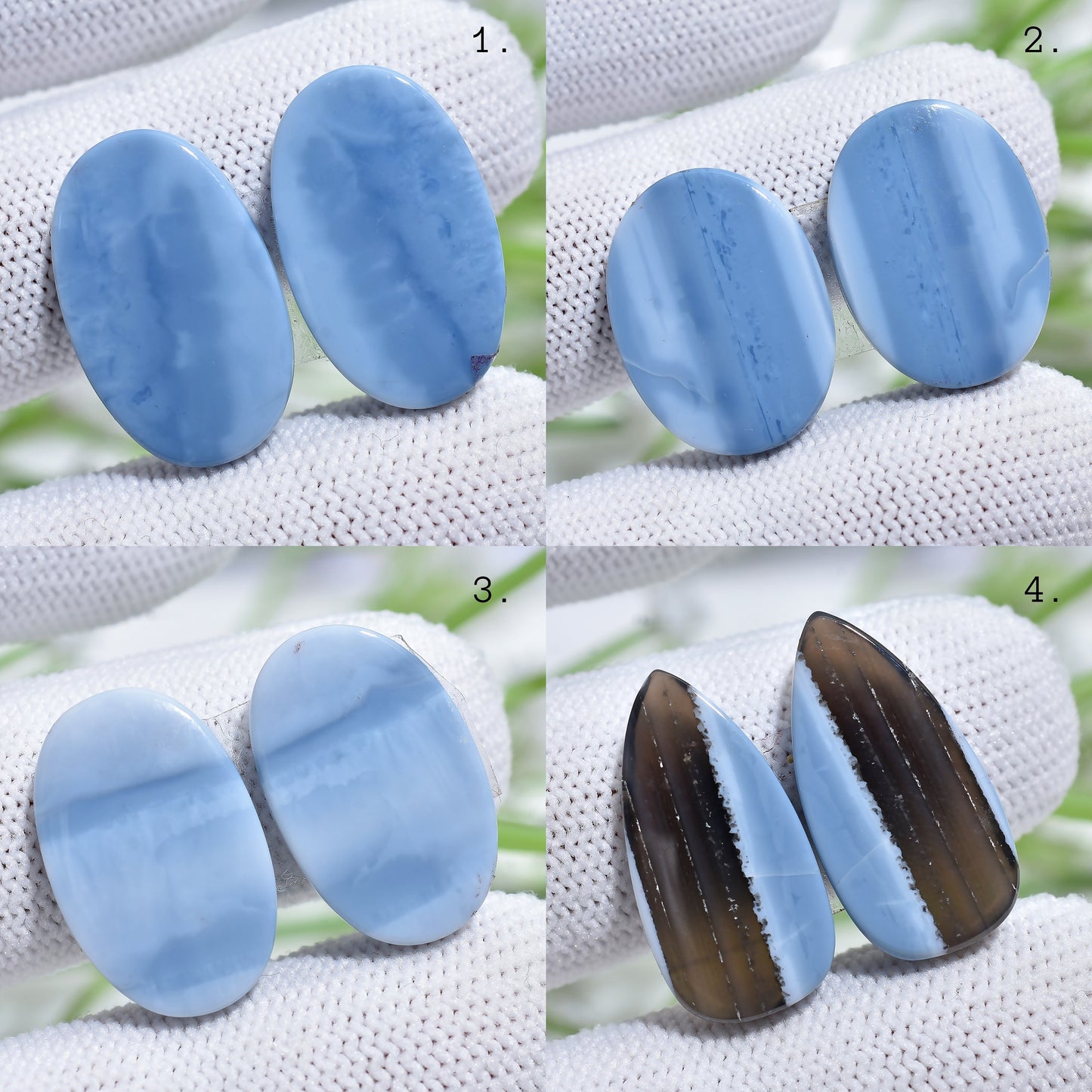 Unique Blue Opal Earrings Pair – Mixed Shape Opal Matching Cabochon Pair for Jewelry Making