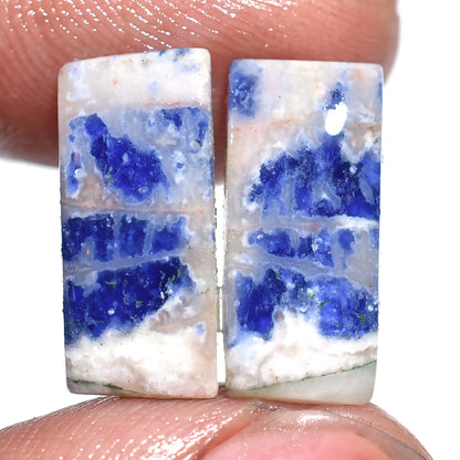 Blue Sodalite Cabochon Earring Pair - Mixed Shape Loose Gemstone Pair