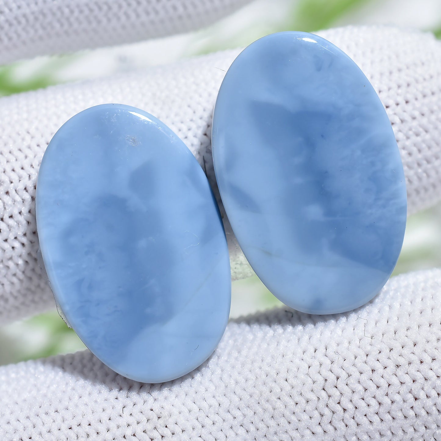 Blue Opal Crystal Earrings Pair – Fancy Shape Opal Cabochon Matching Pair for Jewelry Making