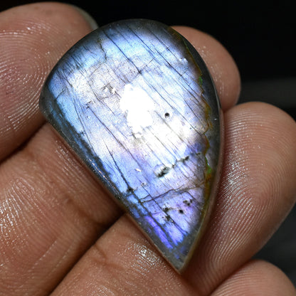 Flashy Blue Purple Labradorite Cabochon – Pear Gemstone for Wire Wrapping Jewelry