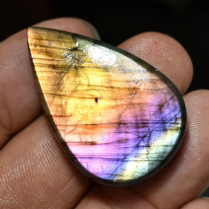 Flashy Blue Purple Labradorite Cabochon – Pear Gemstone for Wire Wrapping Jewelry