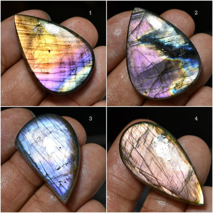 Flashy Blue Purple Labradorite Cabochon – Pear Gemstone for Wire Wrapping Jewelry