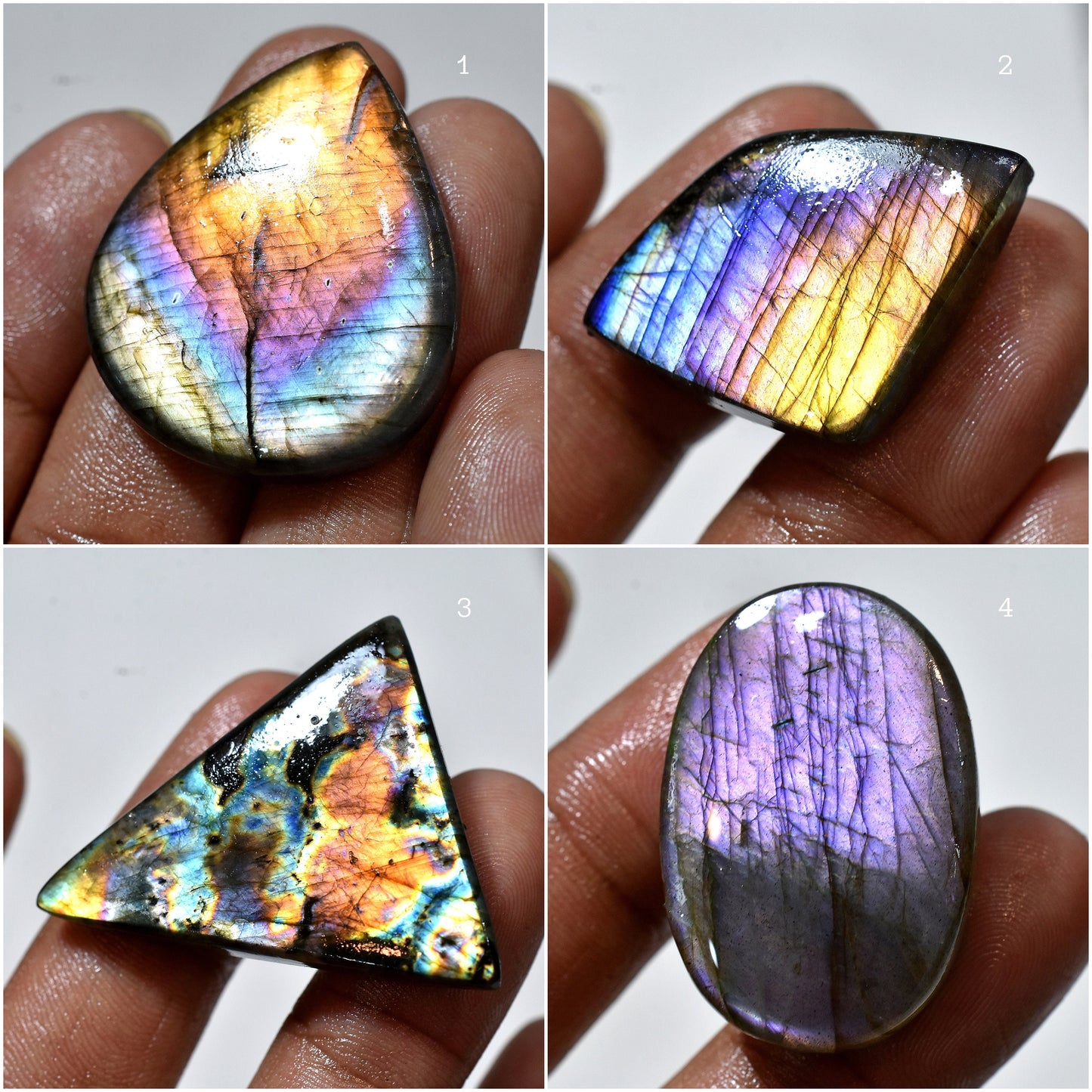 Labradorite Healing Crystal - Rainbow Labradorite Stone, Purple Labradorite Cabochon for Jewelry Pendants