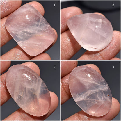 Radiant Pink Rose Quartz Cabochons - Natural Loose Quartz Gemstones for Jewelry