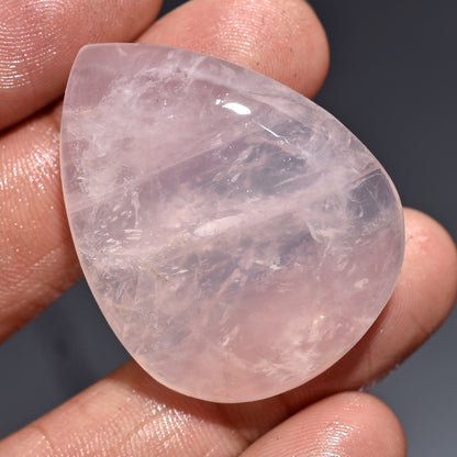 Attractive Natural Pink Rose Quartz Gemstones - Assorted Pear & Oval Quartz Cabochons