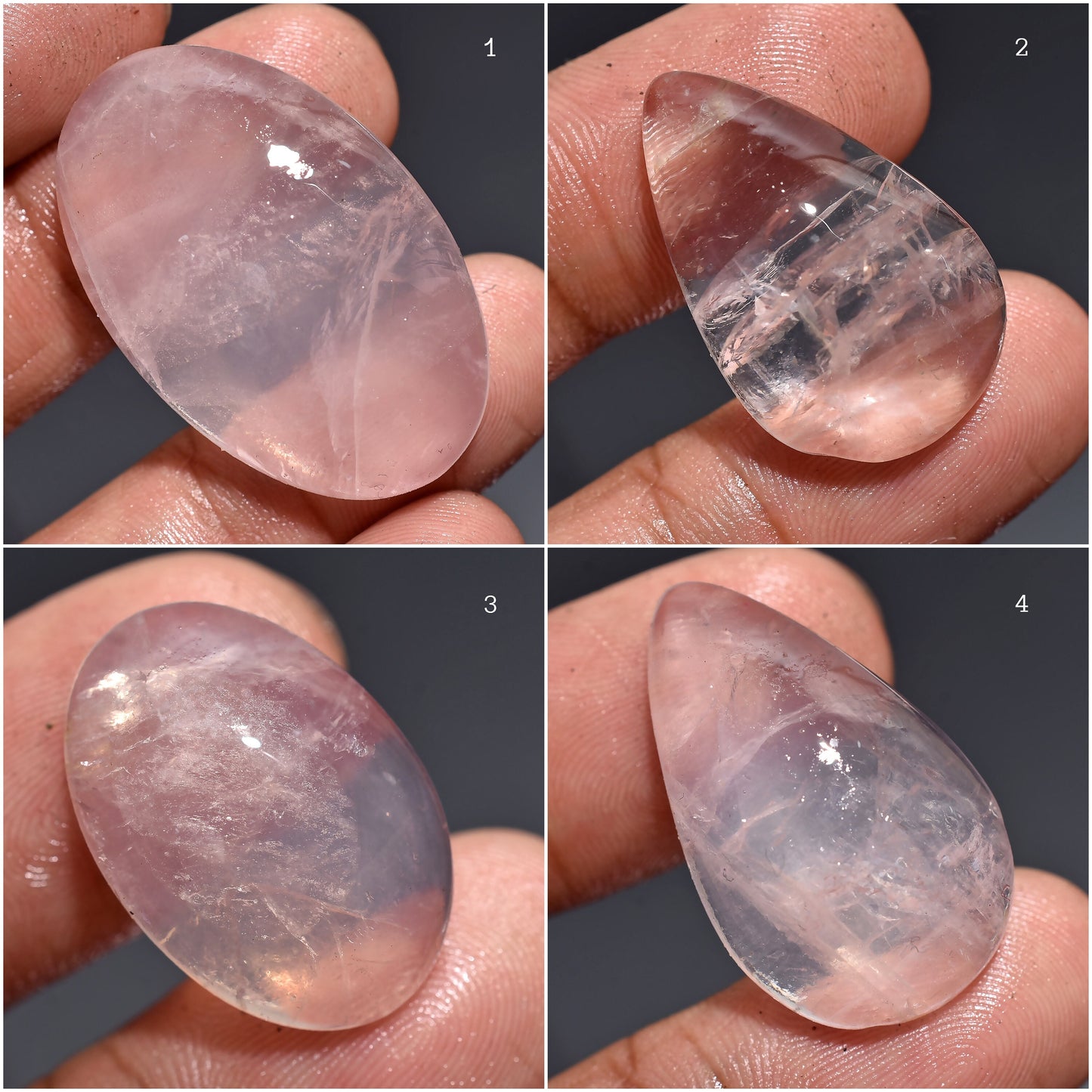 100% Natural Pink Rose Quartz Gems - Charming Oval & Pear Gemstones Crystal Gift