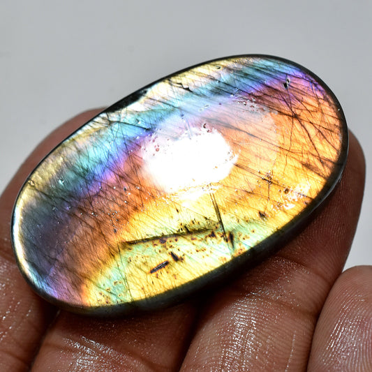 Rare Rainbow Fire Labradorite Gemstone – Full Flash Purple Healing Crystal