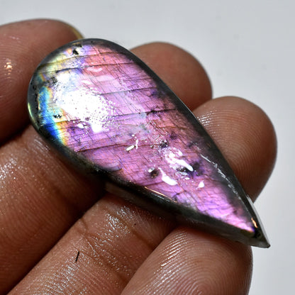 Multifire Labradorite Gemstone Cabochon – Pear Purple Labradorite Stone for Wire Wrapping, Perfect Gift Gemstone