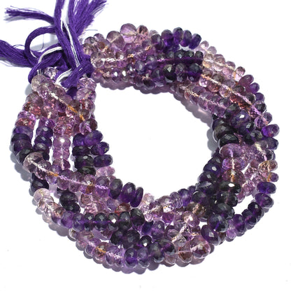 Natural African Amethyst Shaded Rondelle Faceted Beads – Authentic DIY Gemstone Strand