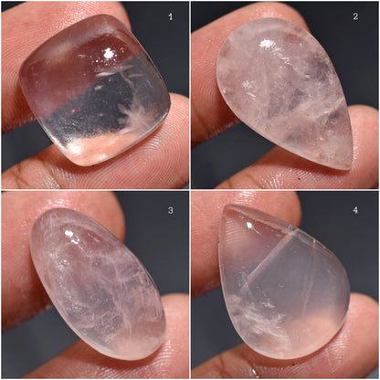 Quality Natural Pink Rose Quartz Loose Cabochons - Ideal for Jewelry Gifts