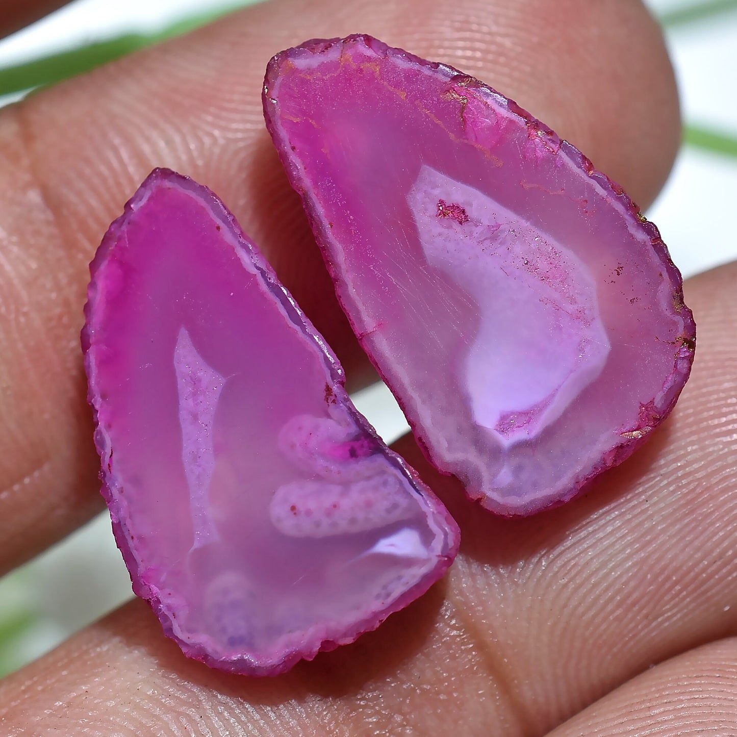 Multiple Shaped Window Druzy Pair | Pink Druzy Quartz Slice for Earrings & DIY Jewelry