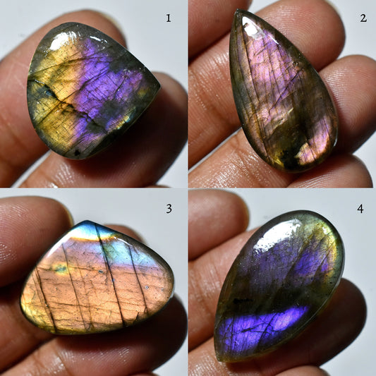 Multi Purple Fire Labradorite Cabochon | Mixed Shape Labradorite Gemstone for Jewelry & Healing