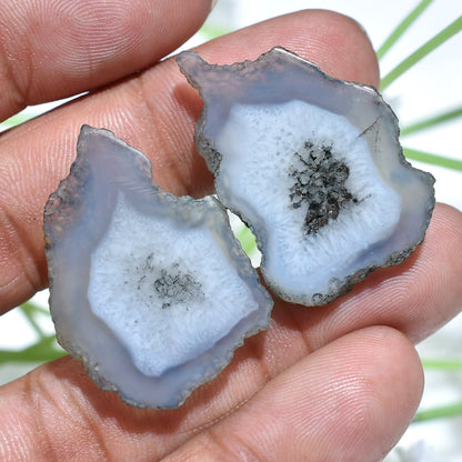 Amazing Solar Quartz Gemstone Pair – Matched Window Druzy Agate