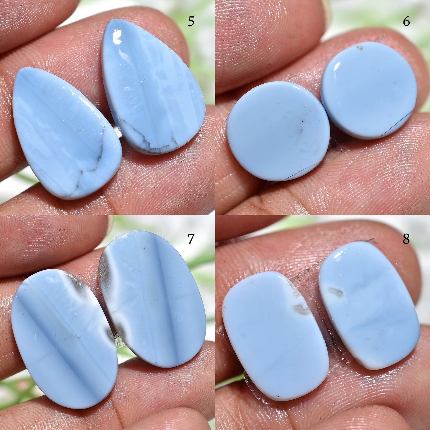 Unique Blue Opal Earrings Pair – Mixed Shape Opal Matching Cabochon Pair for Jewelry Making