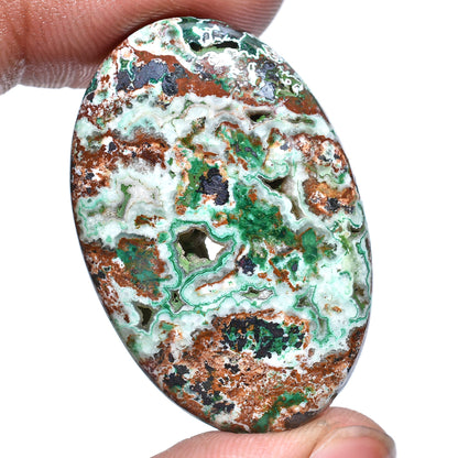 Designer Oval Chrysocolla Loose Stone – Smooth Pear Cabochon for Custom Pendants