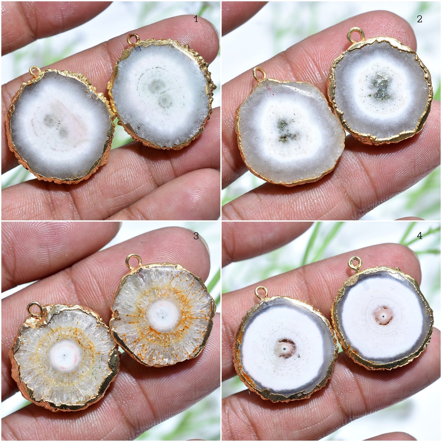 Solar Quartz Geode Earrings Pair | Gold Electroplated Druzy for DIY Jewelry