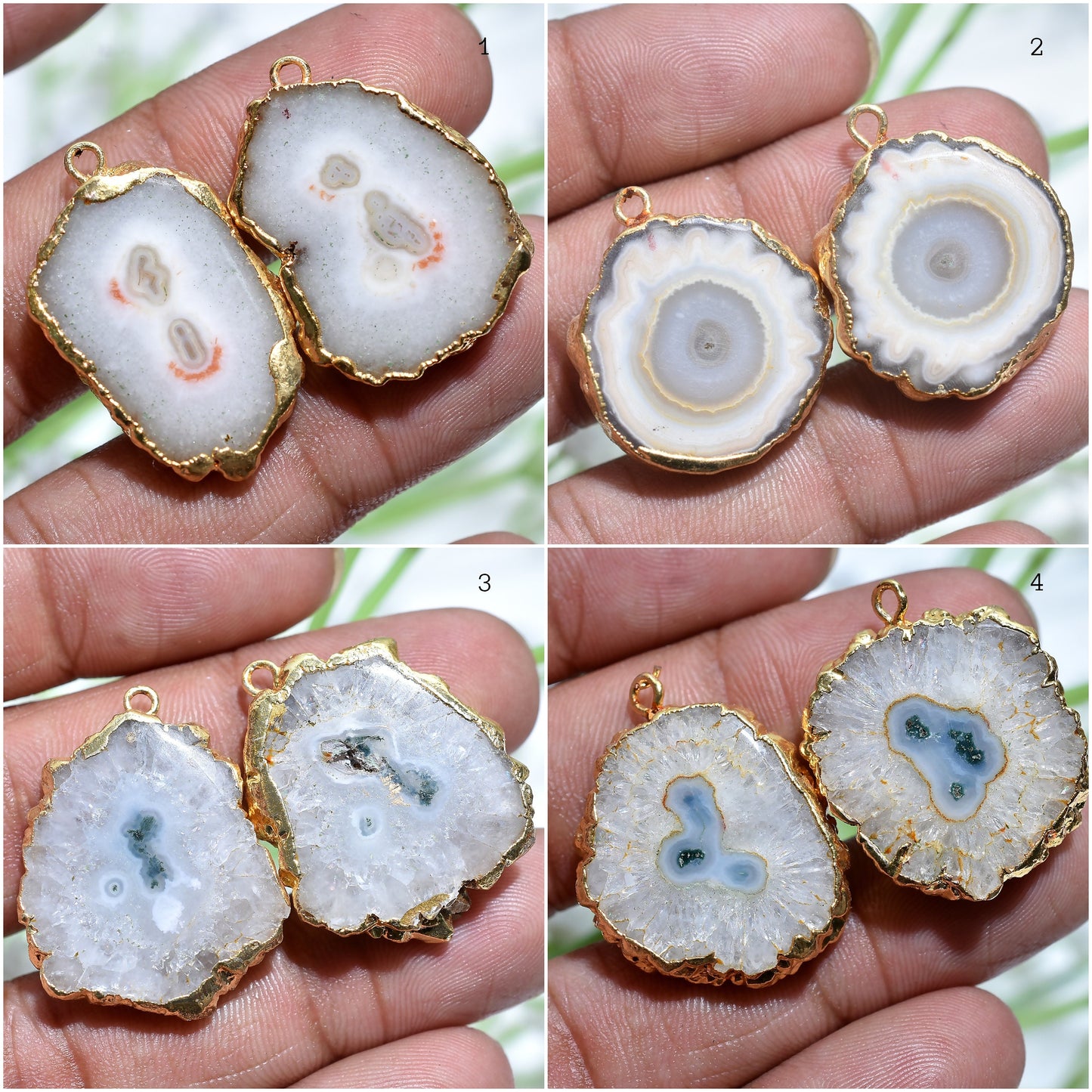 Fancy Solar Quartz Earring | Gold Electroplated Geode Druzy with Single Bail