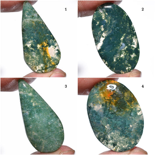 Unique Natural Pear Moss Agate Gemstone - AAA Quality Oval Cabochon for Jewelry