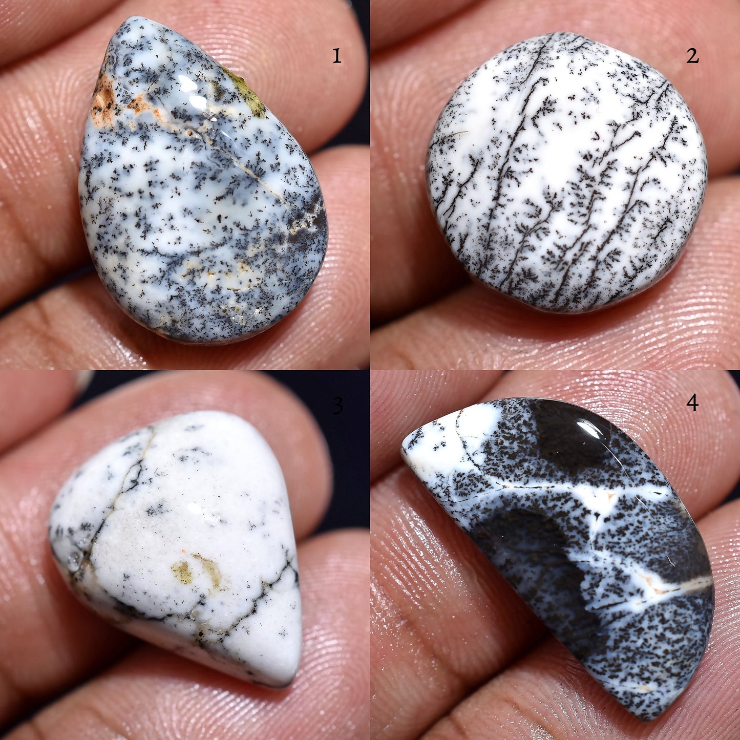 Black Dendrite Opal Cabochon - Mix Shape Loose Gemstones