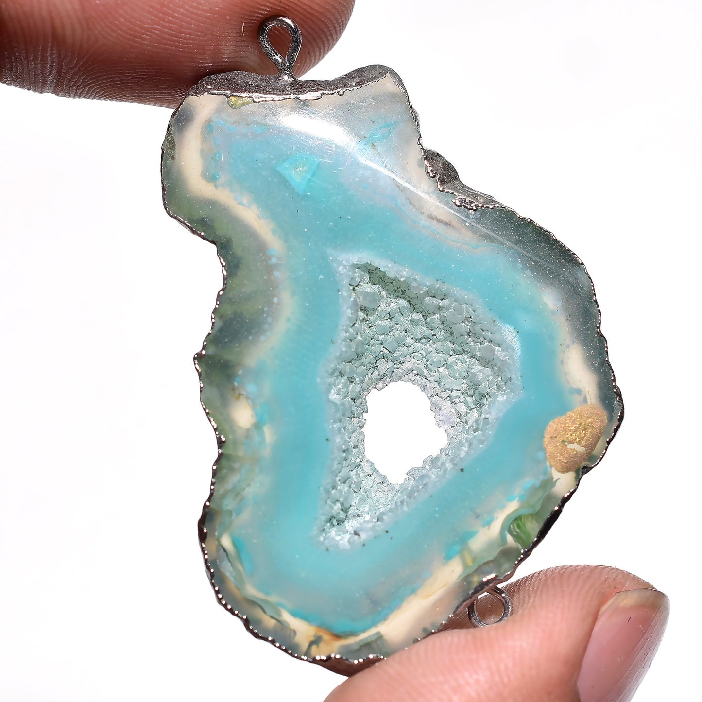 Window Druzy Agate Charm Connectors – Blue & Pink Fancy DIY Pendants